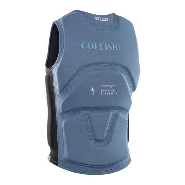 ION Collision Vest Core FZ steel blue black back Pure Surfshop